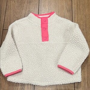 Cozy Cream Sherpa Pullover with Pink Accents
